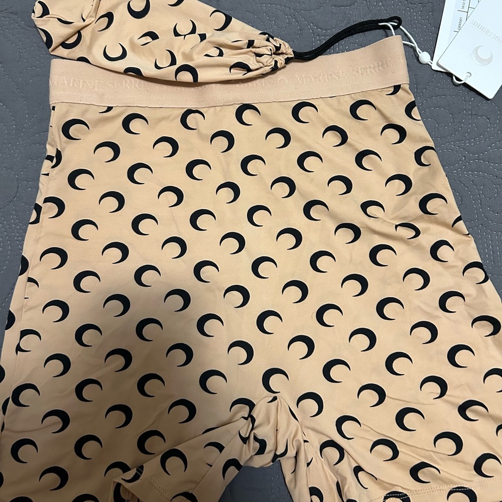 Marine Serre High Waist Shorts in Black and Cream